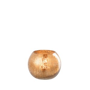 Theelichthouder Bal Craquelé Glas Donkergoud S